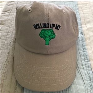 Rolling up my broccoli baseball cap